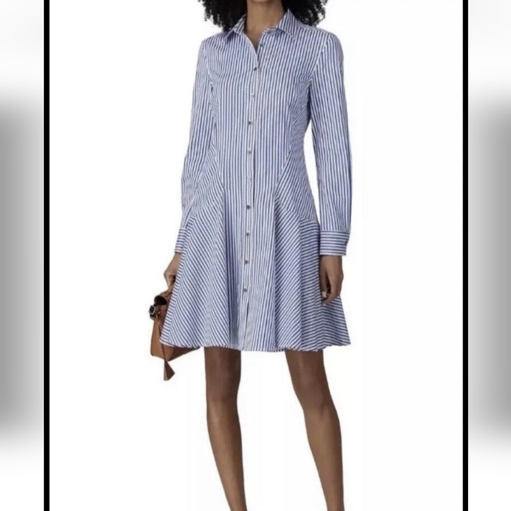 Derek Lam Striped Button Down Collared Shirt Dres… - image 1